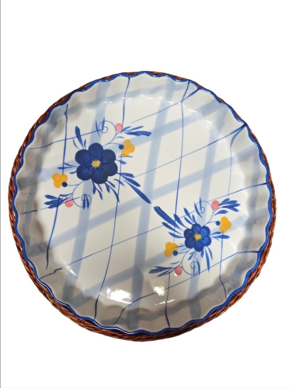 Temp-tations Presentable Ovenware by Tara Ceramic Quiche/Tart Dish with Basket